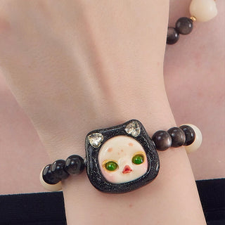 Handmade Bubble Obsidian Beaded Bracelet