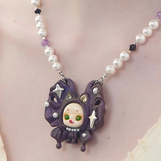 Handmade Bubble Butterfly Pendant Necklace