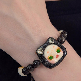 Handmade Bubble Obsidian Beaded Bracelet